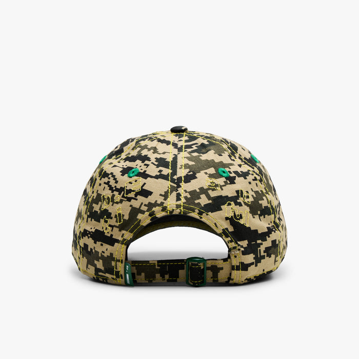 B.eautiful Vapor 6 Panel Hat. Rear view of Mojave digicamo cap showing adjustable closure, woven label, and full embroidered b.Eautiful logo.