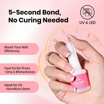 Beetles 3Pcs 10ML Super Strong Nail Glue For Press On Nails, Brush-On Glue For Acrylic Nails & Nail Tips, Quick-Dry, No UV Lamp Needed