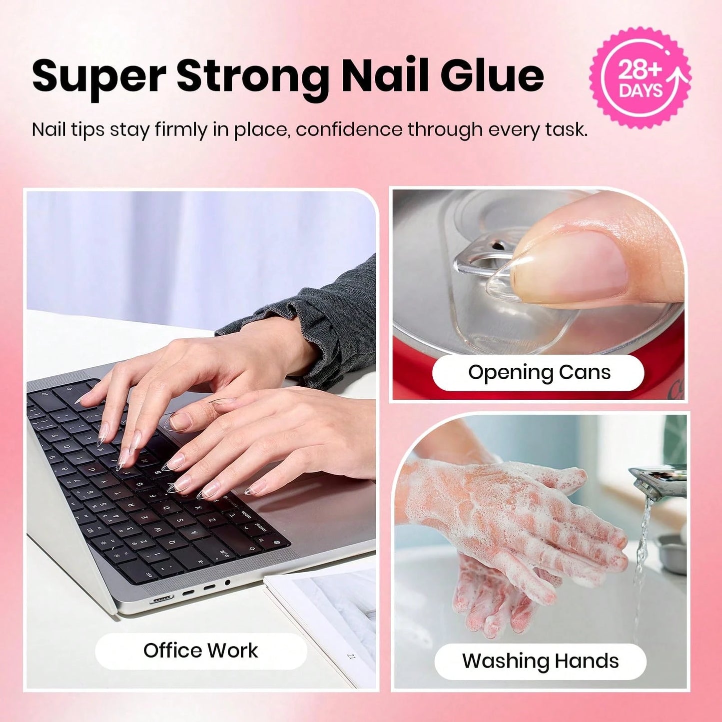 Beetles 3Pcs 10ML Super Strong Nail Glue For Press On Nails, Brush-On Glue For Acrylic Nails & Nail Tips, Quick-Dry, No UV Lamp Needed