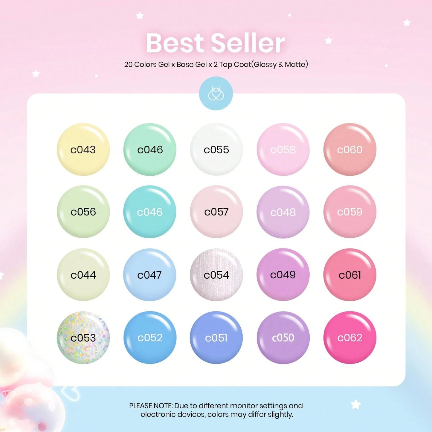 Beetles Spring Gel Polish Set- Fingertip Palette, 32 Colors Valentines Polish Set With Base Top Coat
