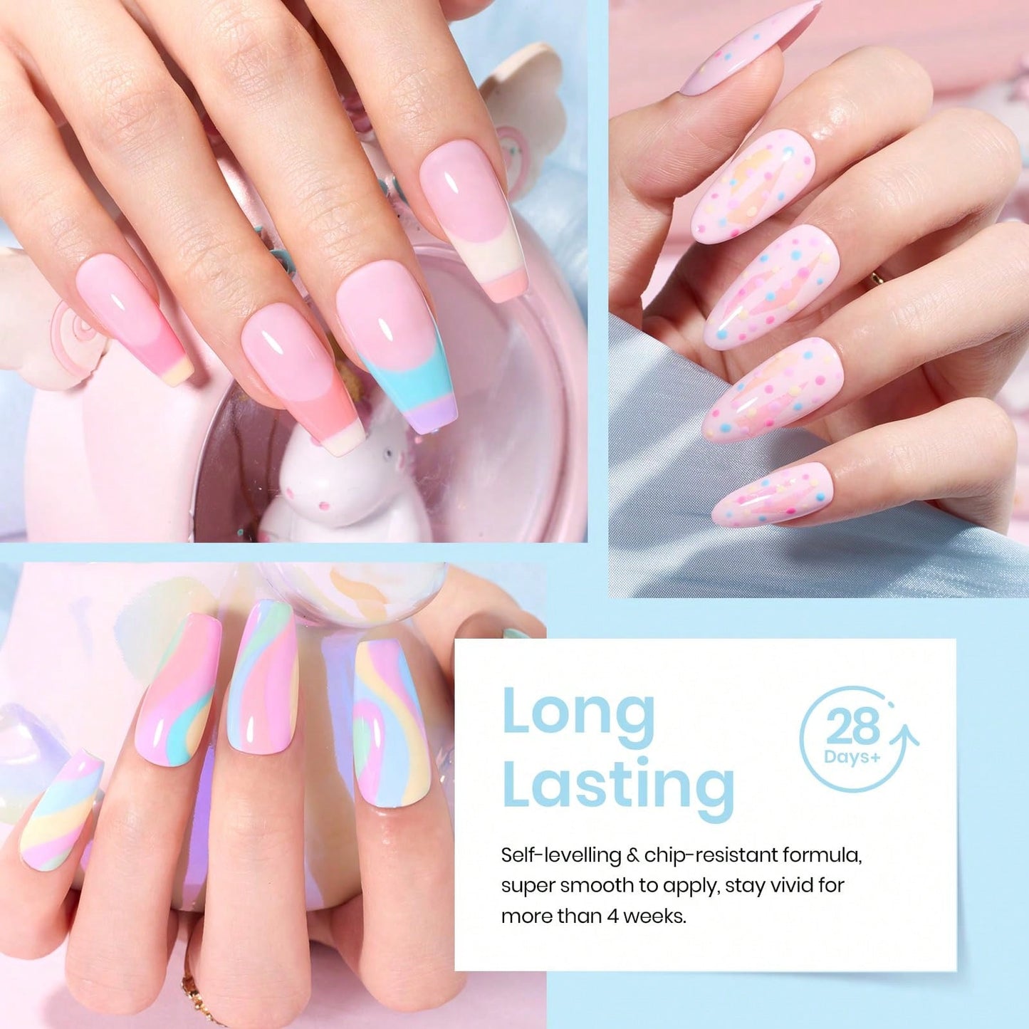 Beetles Spring Gel Polish Set- Fingertip Palette, 32 Colors Valentines Polish Set With Base Top Coat