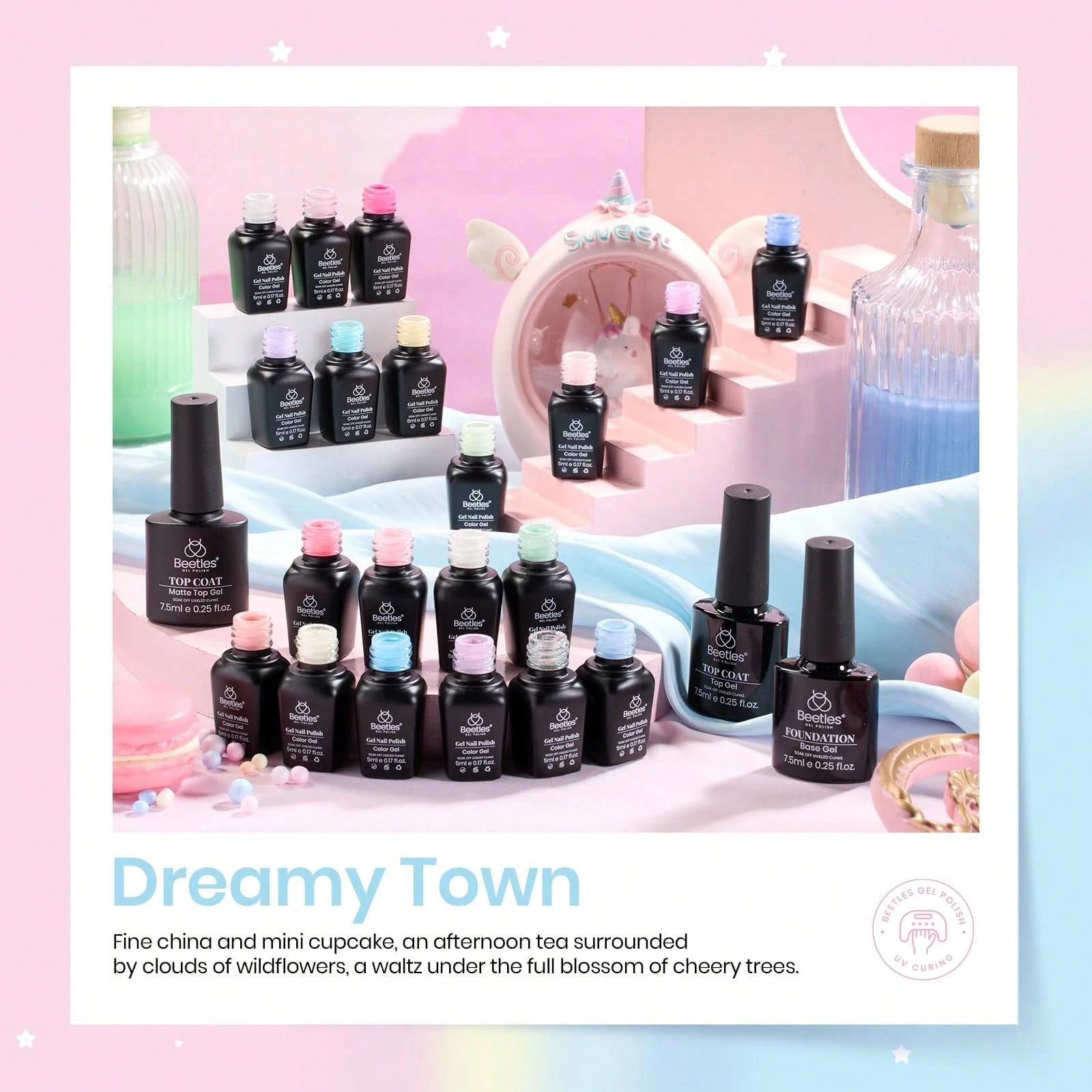 Beetles Spring Gel Polish Set- Fingertip Palette, 32 Colors Valentines Polish Set With Base Top Coat