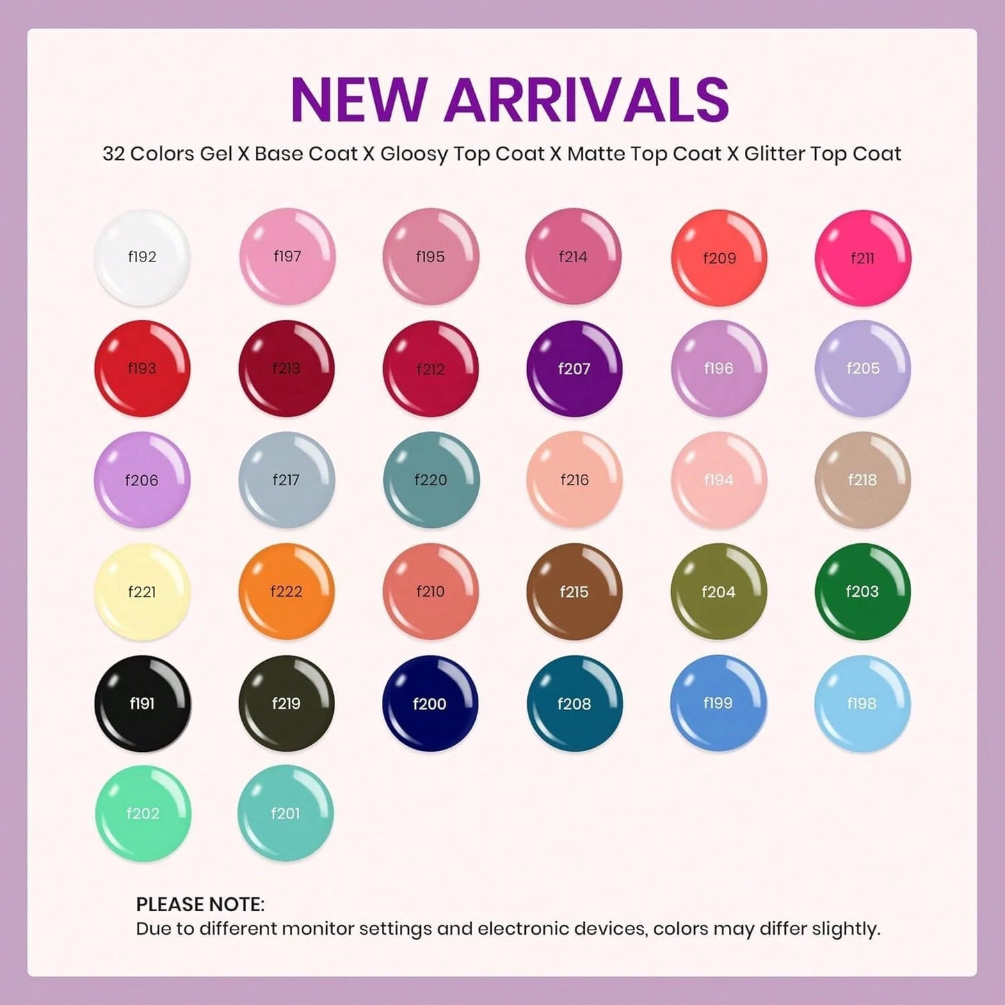 Beetles Spring Gel Polish Set- Fingertip Palette, 32 Colors Valentines Polish Set With Base Top Coat