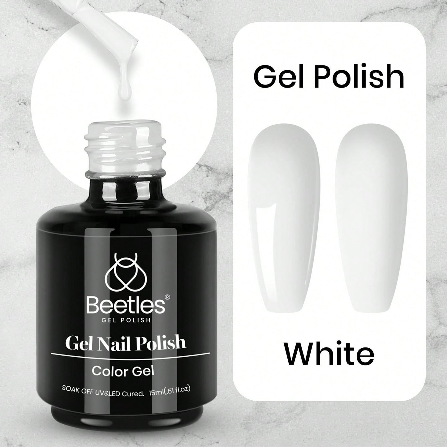 Beetles White Gel Nail Polish-1PC 15ml White Spring Colors Gel Polish