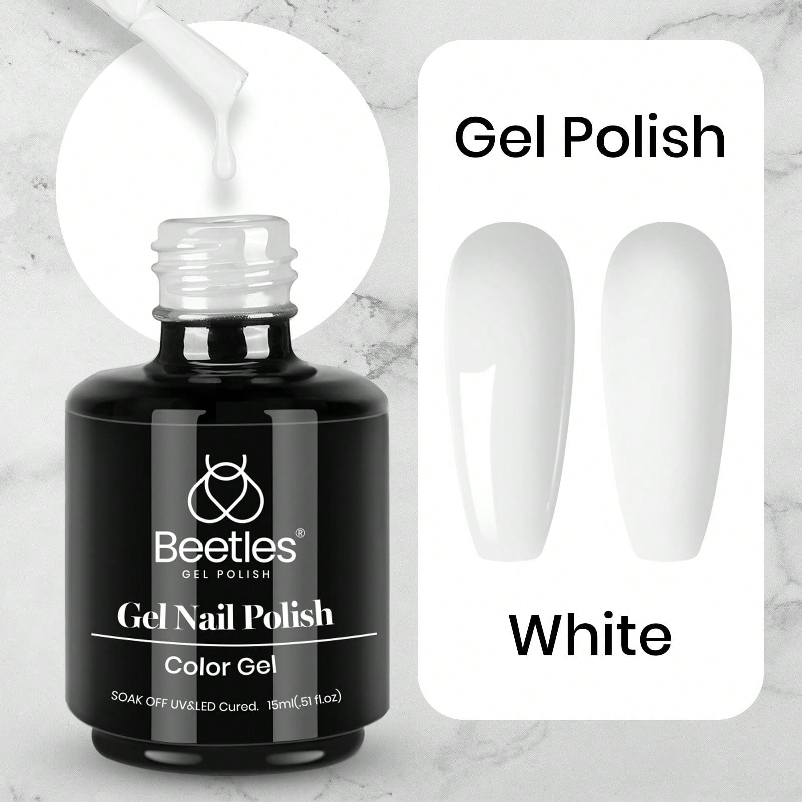 Beetles White Gel Nail Polish-1PC 15ml White Spring Colors Gel Polish