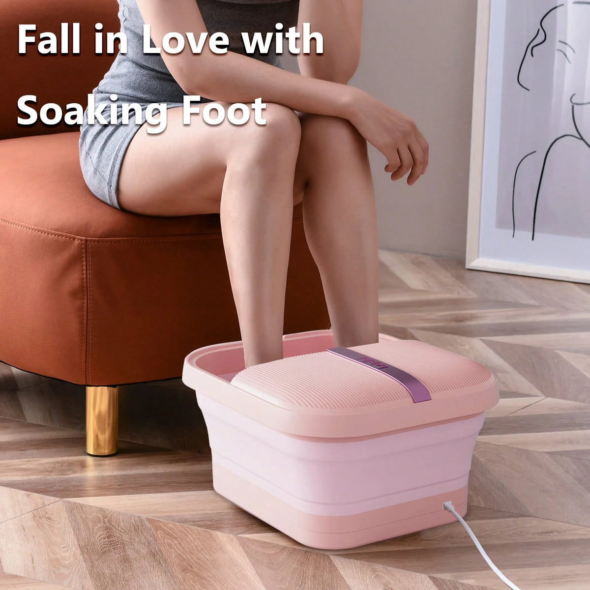 Beinilai Foot Spa Bathtub And Massager With Heater And Bubbles, Vibration And Red Light, Foot Bath With Six Rollers To Relax And Foot Soak Tub With Pumice Stone, Foldable
