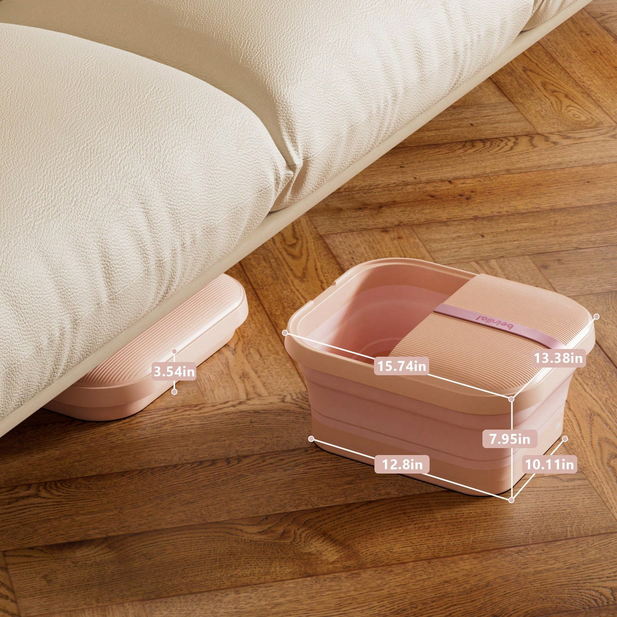 Beinilai Foot Spa Bathtub And Massager With Heater And Bubbles, Vibration And Red Light, Foot Bath With Six Rollers To Relax And Foot Soak Tub With Pumice Stone, Foldable