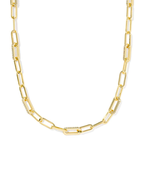 Bella Chain Necklace Gold Metal White CZ