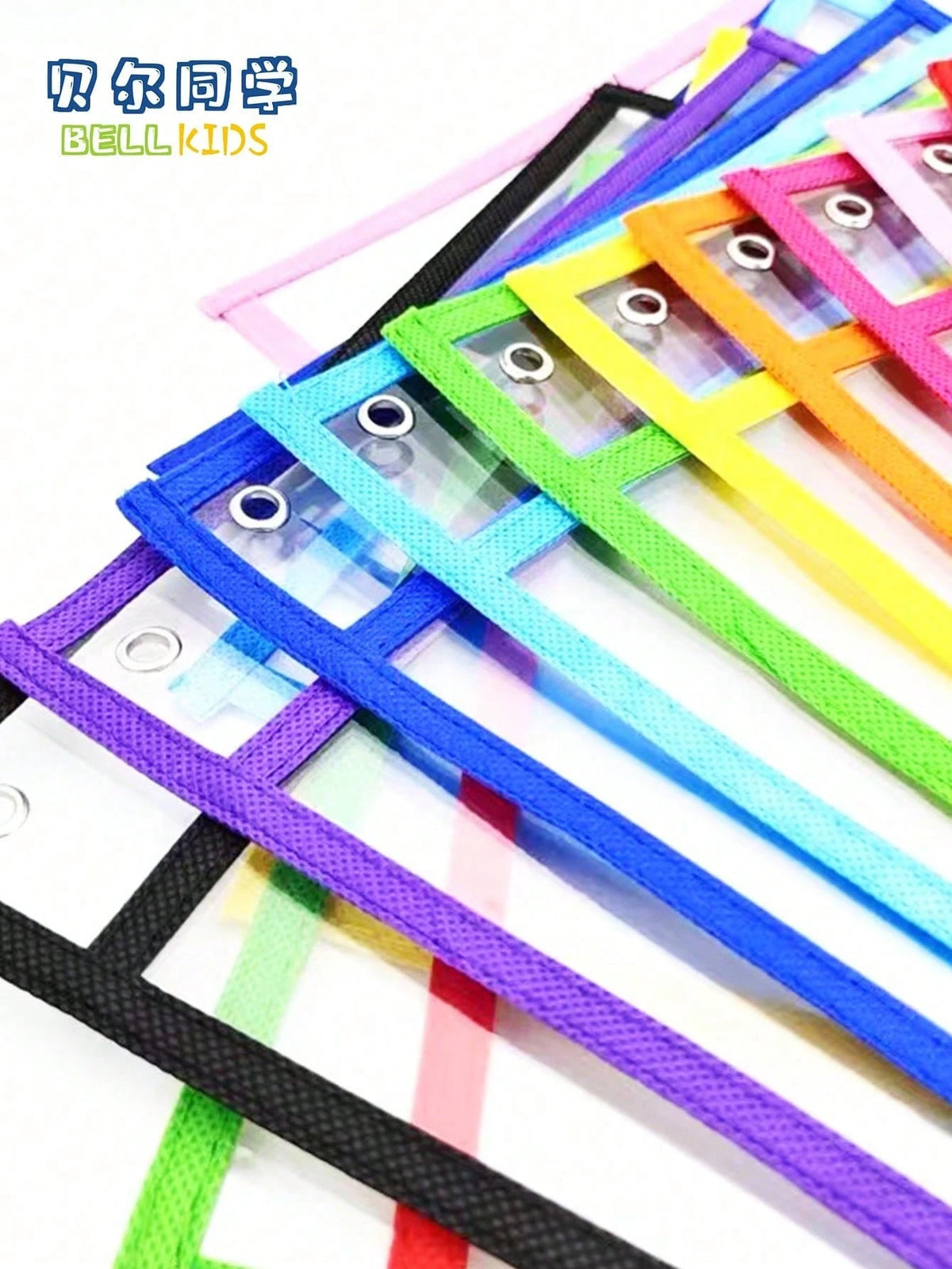 BELLKIDS 6/12 Pcs Transparent Double-Sided Erasable Whiteboard Bags With 8 Color Pens, Hanging Writing File Folder, Colorful Doodle And Drawing Bag, PVC Storage Pouch, Literacy Game, Interactive Props