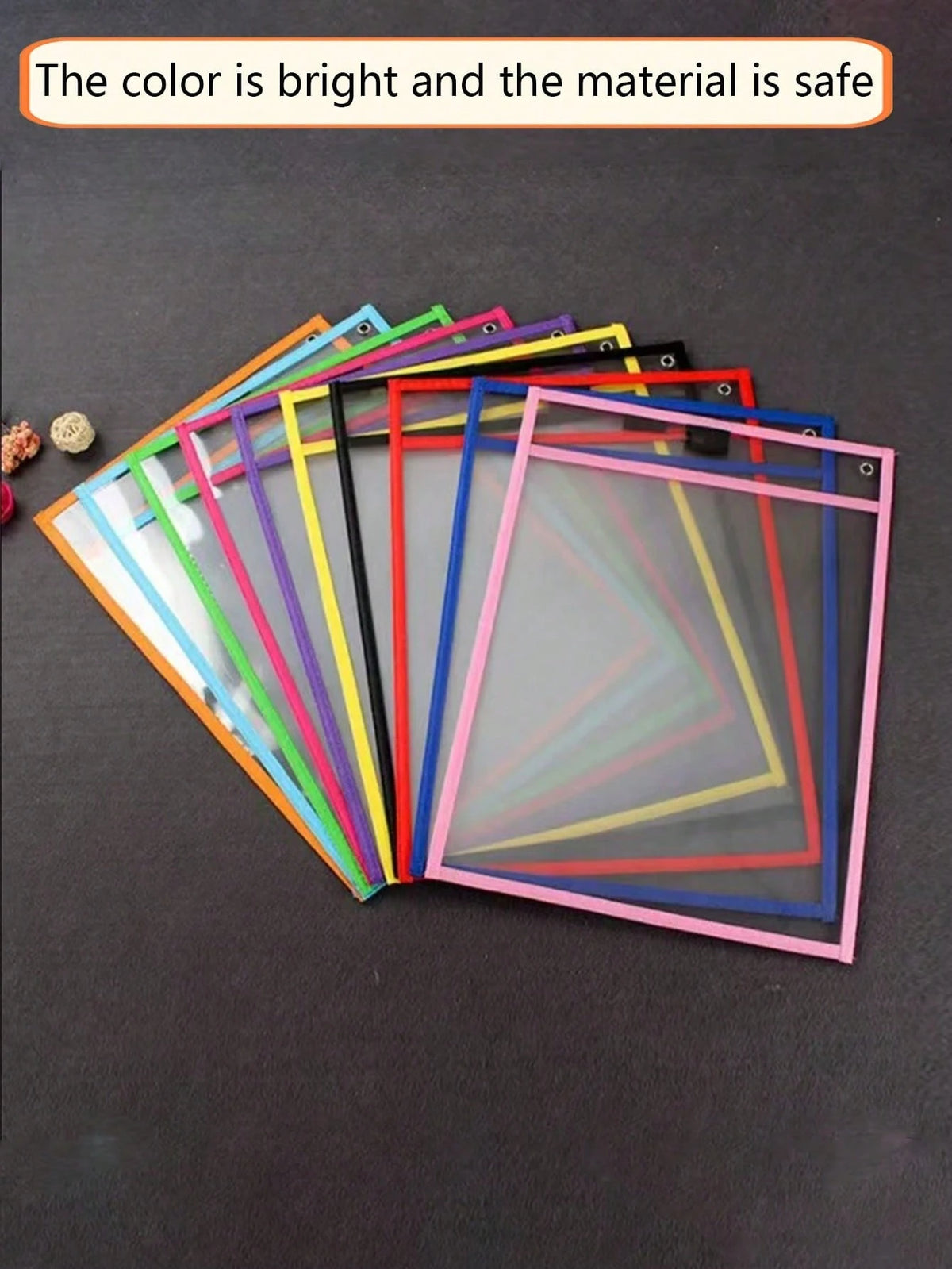 BELLKIDS 6/12 Pcs Transparent Double-Sided Erasable Whiteboard Bags With 8 Color Pens, Hanging Writing File Folder, Colorful Doodle And Drawing Bag, PVC Storage Pouch, Literacy Game, Interactive Props