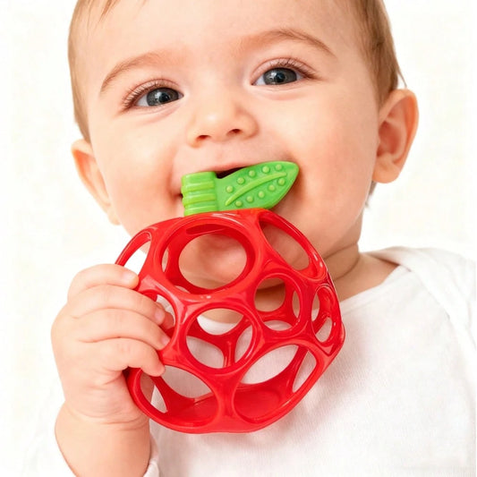 Best Newborn Gift: Soft Grip Ball Rattle- Fruit Shaped Design- Sensory Development Toy, Enhances Hand Grasping Ability