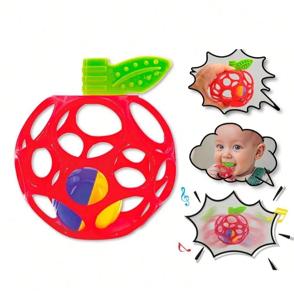 Best Newborn Gift: Soft Grip Ball Rattle- Fruit Shaped Design- Sensory Development Toy, Enhances Hand Grasping Ability
