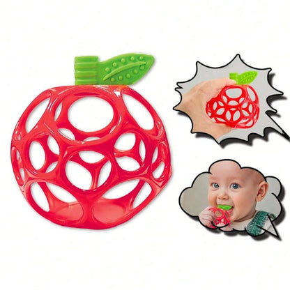 Best Newborn Gift: Soft Grip Ball Rattle- Fruit Shaped Design- Sensory Development Toy, Enhances Hand Grasping Ability