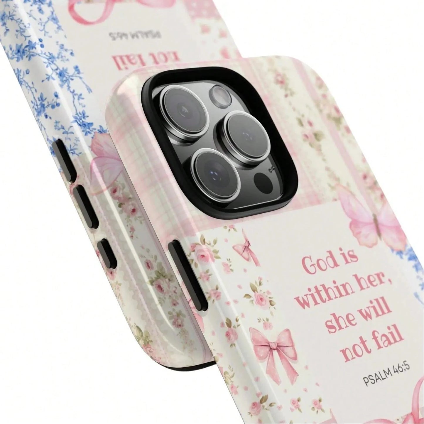 Bible Verse Tough Phone Case, Christian Floral Collage Case, Scripture For IPhone 16 15 14 13 12
