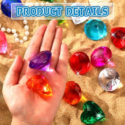 Big Pool Toys Dive Gems, 16Pcs Lagre Pool Gems Acrylic Diamond Diving Jewels Pirate Treasure Chest Gemstones(Random Style) For Beach Underwater Throw Game Toys Swimming Training Summer Party Favors