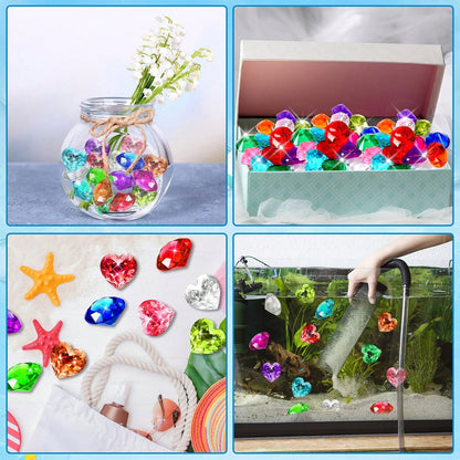 Big Pool Toys Dive Gems, 16Pcs Lagre Pool Gems Acrylic Diamond Diving Jewels Pirate Treasure Chest Gemstones(Random Style) For Beach Underwater Throw Game Toys Swimming Training Summer Party Favors