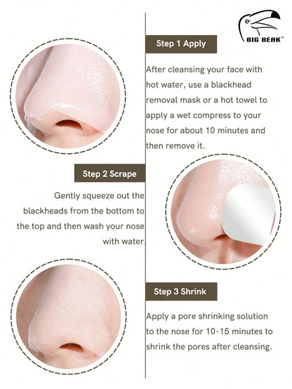 BIGBEAK 1pc Newly Stainless Steel & Plastic Facial Cleaner Scraper With Silicone Cover, Silicone Mask Brush & Blackhead Cleansing,Multifunctional, Metal Extractor Tools For Blackhead, Whitehead, Face