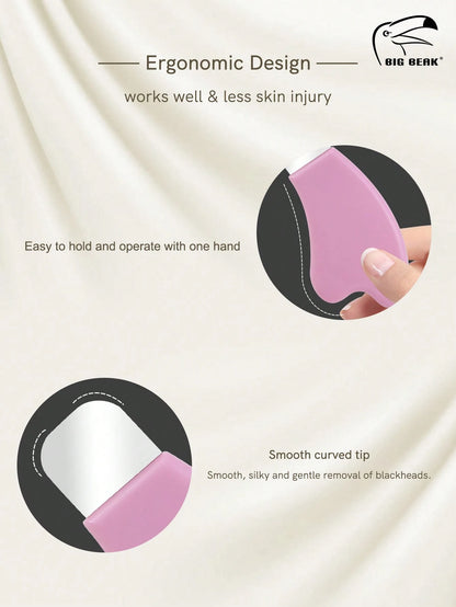 BIGBEAK 1pc Newly Stainless Steel & Plastic Facial Cleaner Scraper With Silicone Cover, Silicone Mask Brush & Blackhead Cleansing,Multifunctional, Metal Extractor Tools For Blackhead, Whitehead, Face
