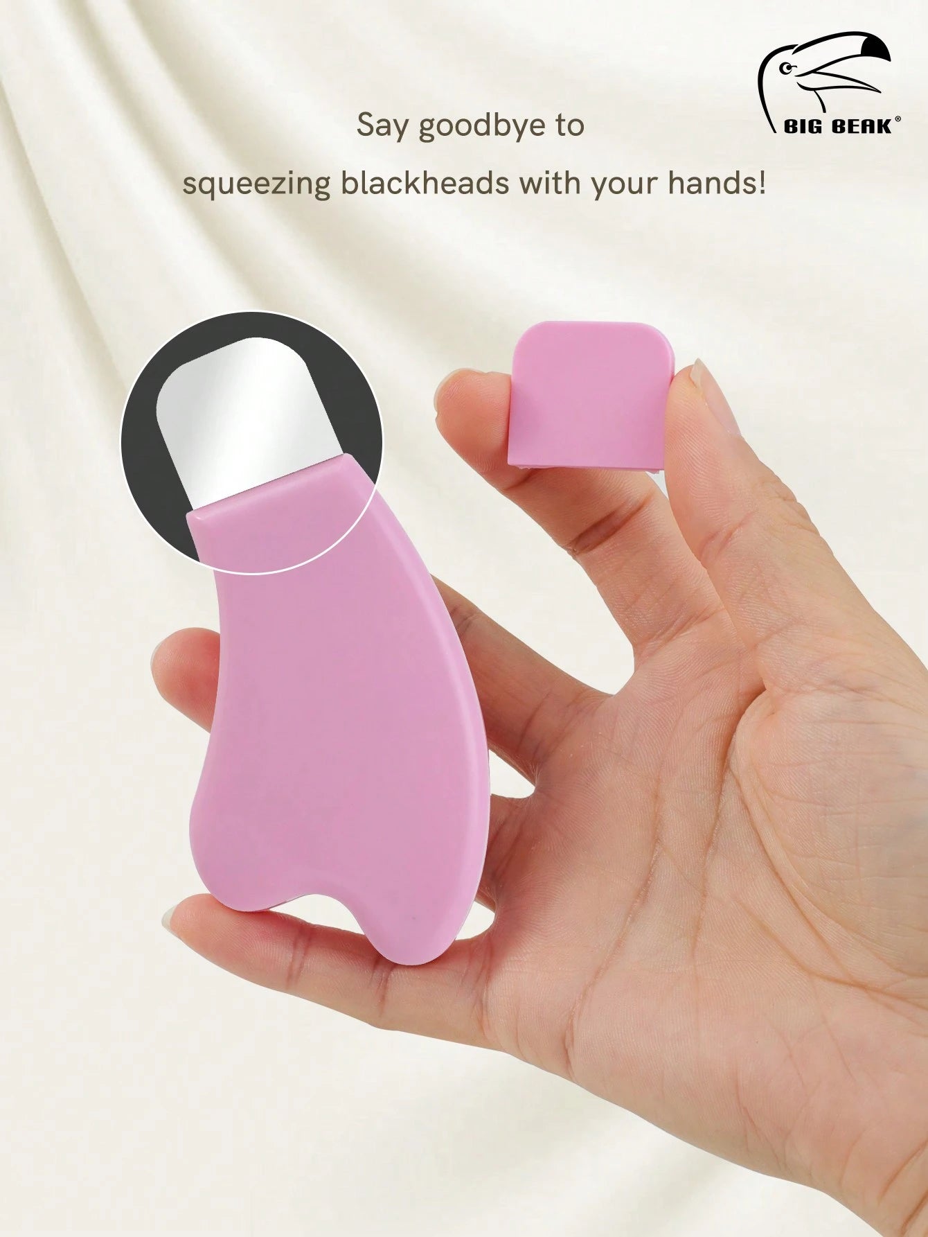 BIGBEAK 1pc Newly Stainless Steel & Plastic Facial Cleaner Scraper With Silicone Cover, Silicone Mask Brush & Blackhead Cleansing,Multifunctional, Metal Extractor Tools For Blackhead, Whitehead, Face