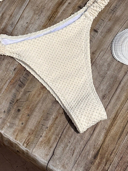 Bikinx Women's Elegant Beaded Stone Decor Textured Bikini Set, Backless Underwire Design, Suitable For Beach Vacation Summer, Resort Wear
