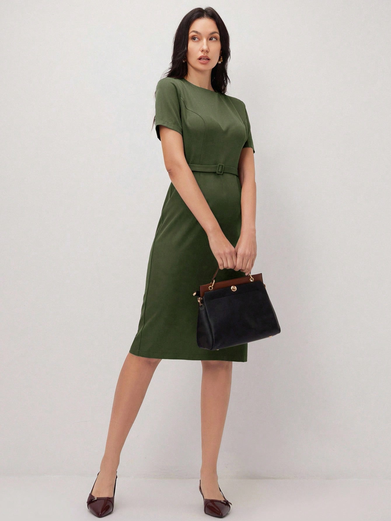 BizChic Short Sleeve Dress, Vintage French Elegant Business Formal Vacation Country Slouchy Date Daily Holiday Halloween Back To School Party Birthday Wedding Guest Church Special Occasion Slimming El