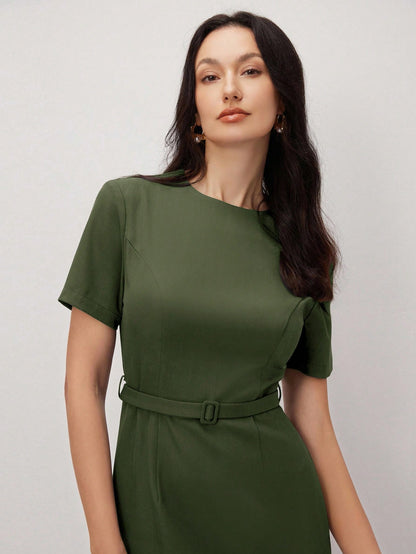 BizChic Short Sleeve Dress, Vintage French Elegant Business Formal Vacation Country Slouchy Date Daily Holiday Halloween Back To School Party Birthday Wedding Guest Church Special Occasion Slimming El