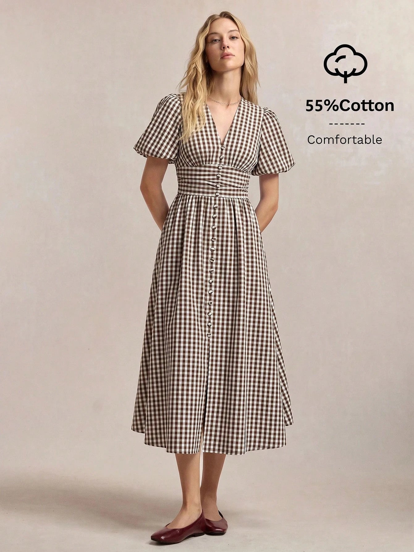 BizChic V-Neck Plaid Dress, Vintage French Elegant Business Formal Vacation Country Slouchy Luxury Dating Daily Holiday Halloween Back To School Party Birthday Wedding Guest Church Special Occasion Ve