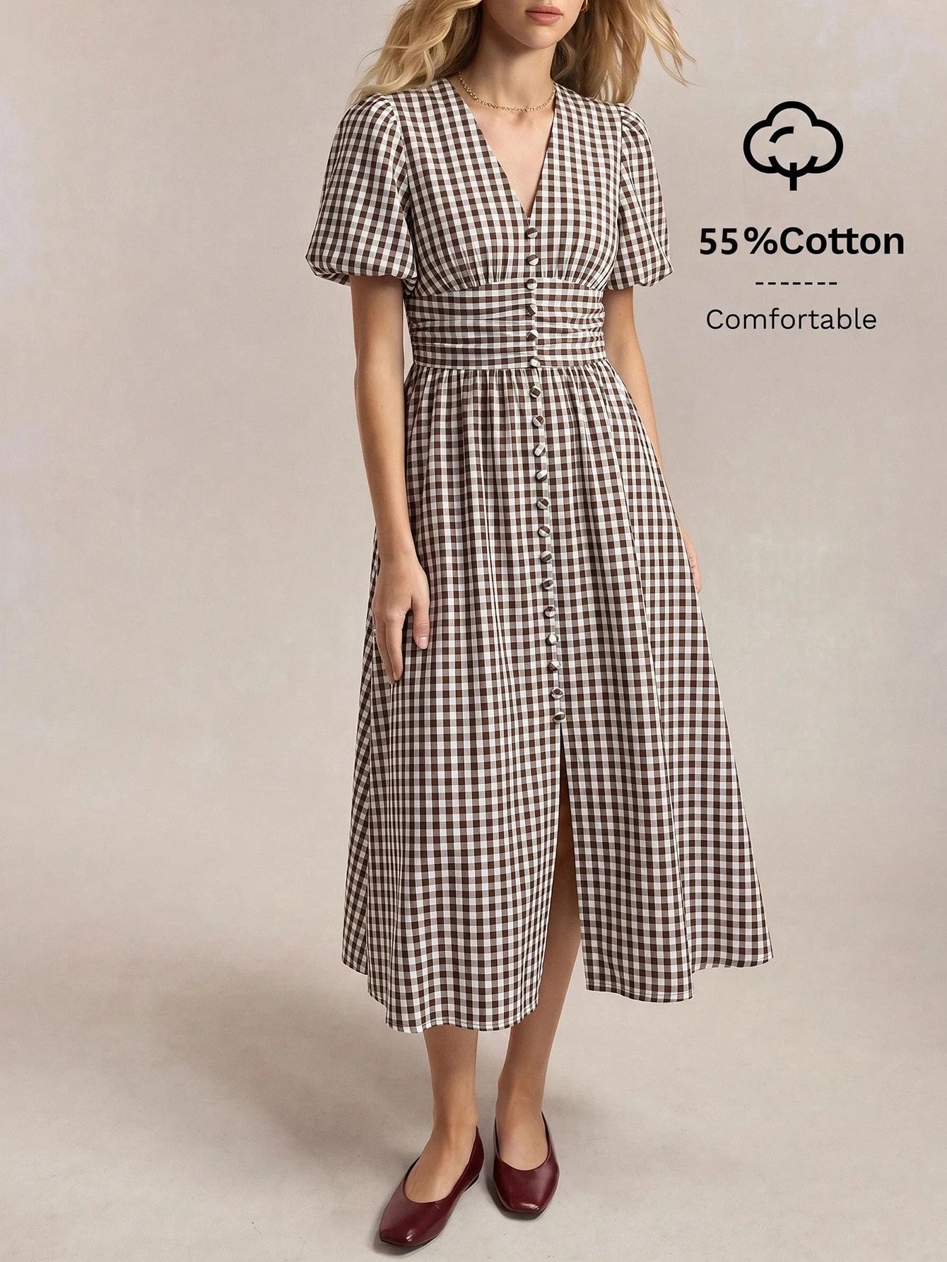 BizChic V-Neck Plaid Dress, Vintage French Elegant Business Formal Vacation Country Slouchy Luxury Dating Daily Holiday Halloween Back To School Party Birthday Wedding Guest Church Special Occasion Ve