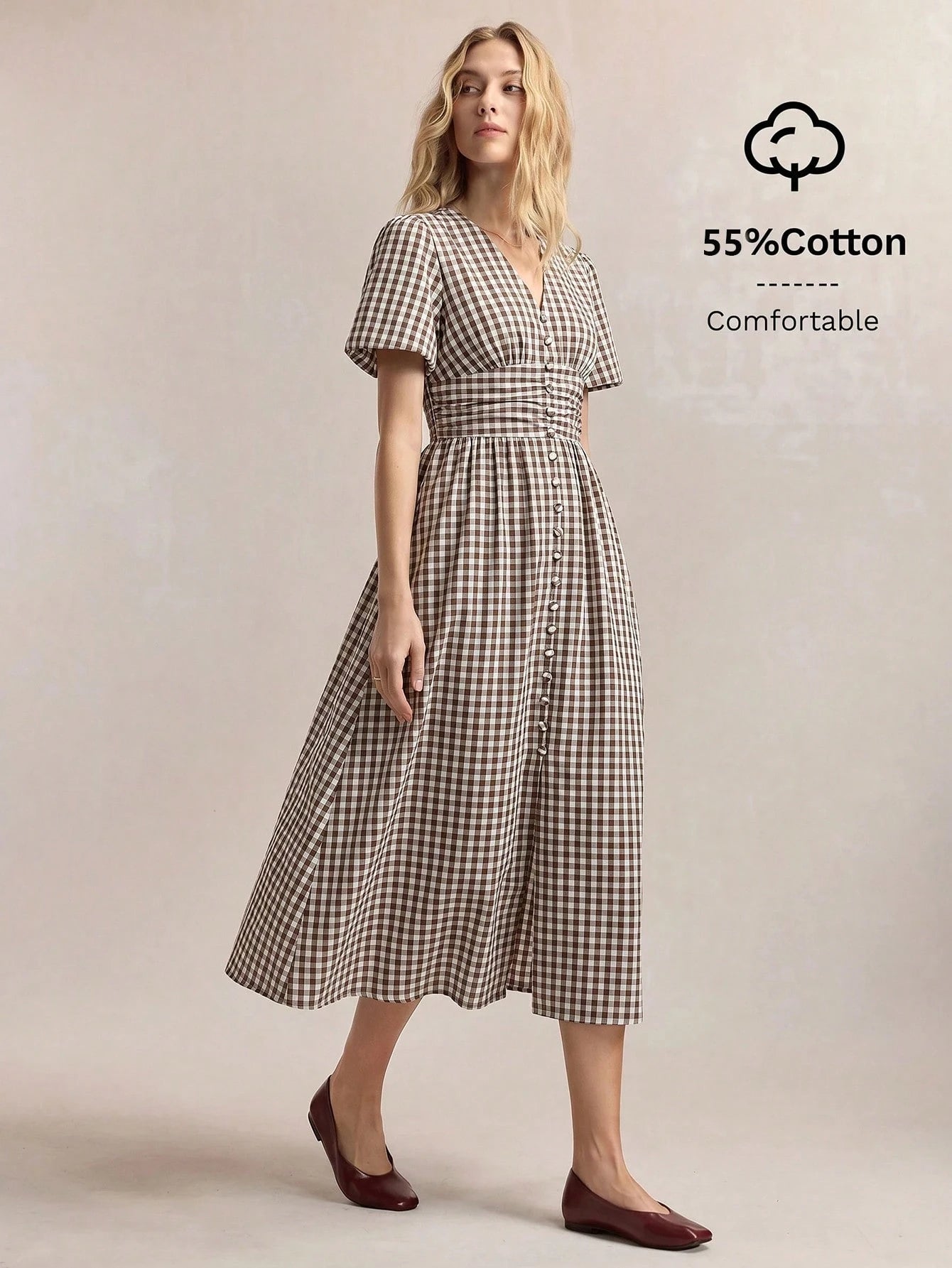 BizChic V-Neck Plaid Dress, Vintage French Elegant Business Formal Vacation Country Slouchy Luxury Dating Daily Holiday Halloween Back To School Party Birthday Wedding Guest Church Special Occasion Ve