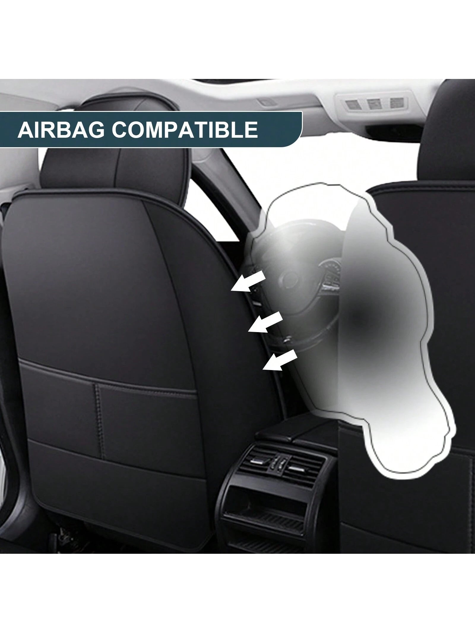 Black Car Seat Covers Full Set Waterproof Comfortable Car Seat Protectors Luxury PU Leather Car Seat Cushion Padded Front Rear Seats Covers Airbag Compatible Easy To Install Clean Universal Fit For Mo