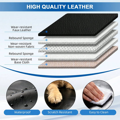 Black Car Seat Covers Full Set Waterproof Comfortable Car Seat Protectors Luxury PU Leather Car Seat Cushion Padded Front Rear Seats Covers Airbag Compatible Easy To Install Clean Universal Fit For Mo
