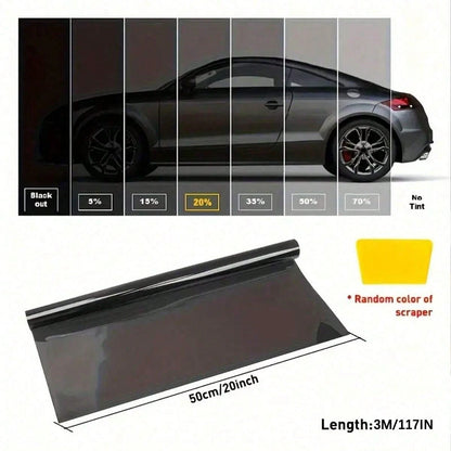 Black Car Window Film, 3m Uncut Roller Blinds, Thermal Privacy Sunshades, Scratch Resistant Vehicle Sunshades- Summer Solar UV Protection Sticker Film, Black, For Car Front And Rear Glass, Windows, S