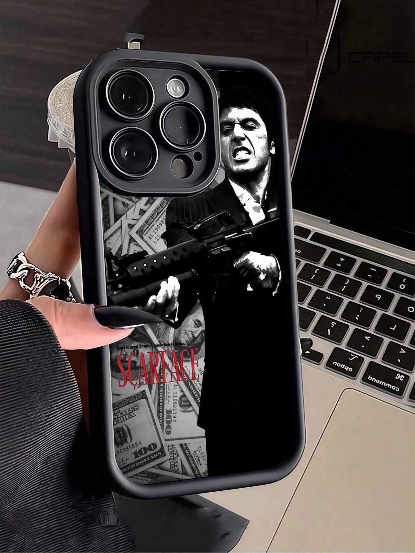 Black Money TPU Shockproof Fashion Anime 1pc Dollar Bill Gangster Graphic Full Coverage Phone Case Compatible With Apple 16, 15, 14, 13, 12, 11 Pro Max And Series Birthday Gift,International Version
