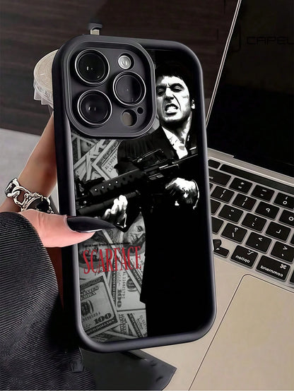 Black Money TPU Shockproof Fashion Anime 1pc Dollar Bill Gangster Graphic Full Coverage Phone Case Compatible With Apple 16, 15, 14, 13, 12, 11 Pro Max And Series Birthday Gift,International Version