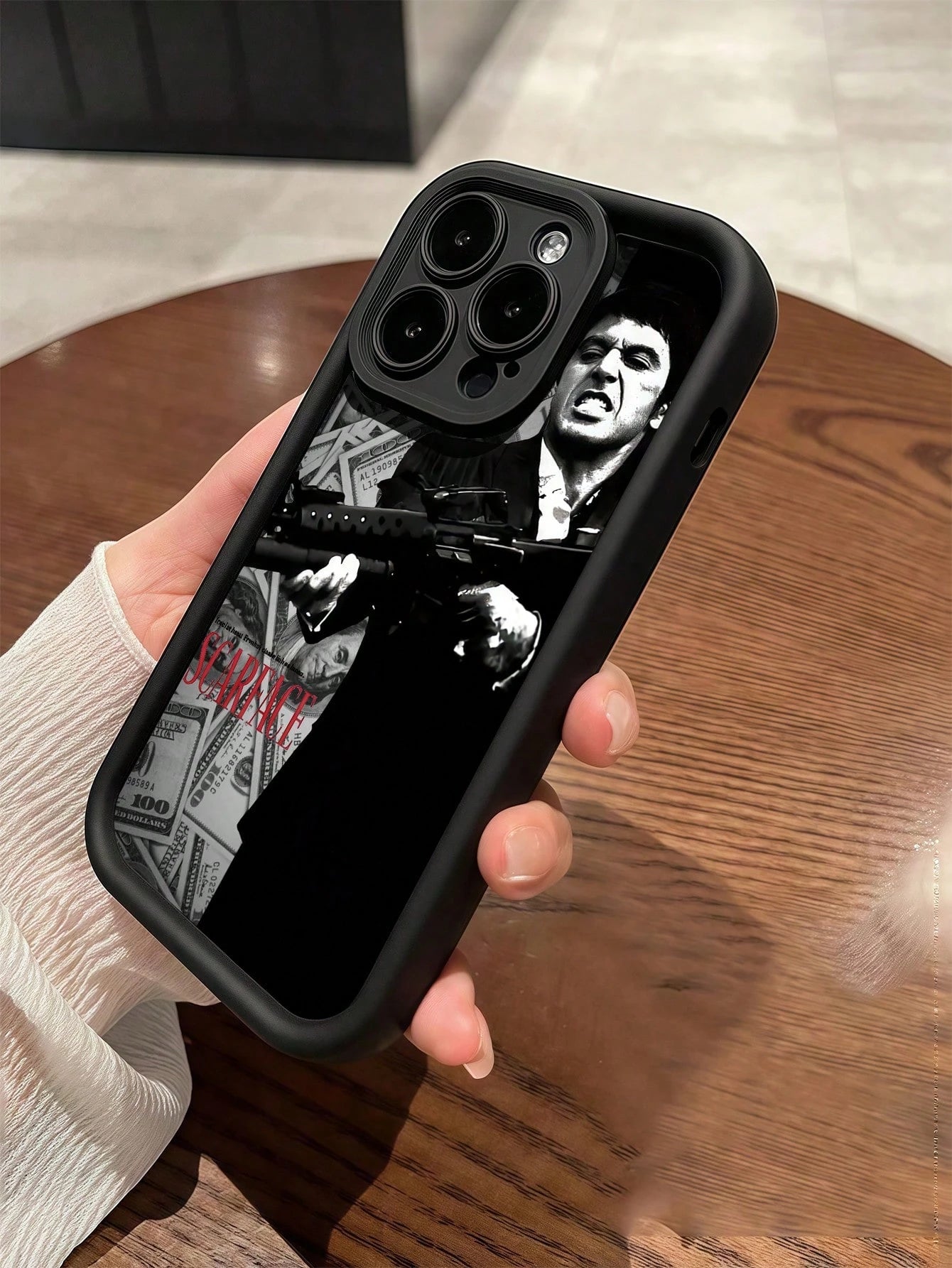 Black Money TPU Shockproof Fashion Anime 1pc Dollar Bill Gangster Graphic Full Coverage Phone Case Compatible With Apple 16, 15, 14, 13, 12, 11 Pro Max And Series Birthday Gift,International Version