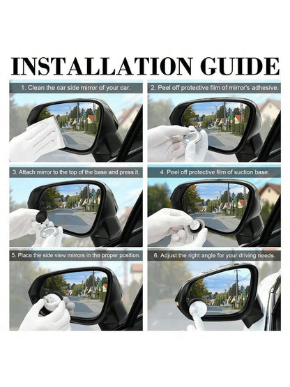 Blind Spot Mirror, 2-Inch Round High-Definition Glass Frameless Convex Rearview Mirror Exterior Accessory, With Adjustable Wide-Angle Arm, Suitable For Cars, SUVs And Trucks