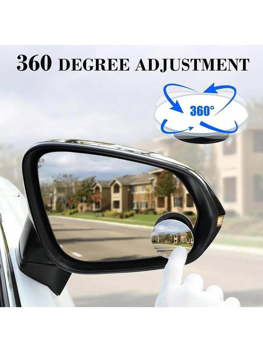 Blind Spot Mirror, 2-Inch Round High-Definition Glass Frameless Convex Rearview Mirror Exterior Accessory, With Adjustable Wide-Angle Arm, Suitable For Cars, SUVs And Trucks