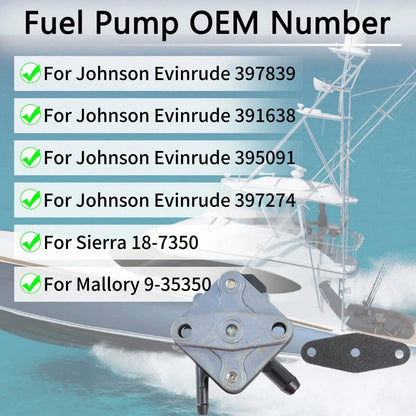 Boat Fuel Pump 377927, Marine Outboard Fuel Pump Compatible With Johnson Evinrude Seahorse 6HP 8HP 9.9HP 15HP 1981-1992, Replacement Fuel Pump Assembly, Boat Motor Accessories