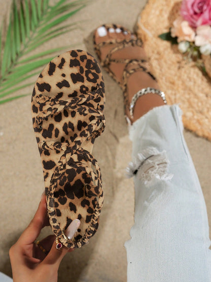 Bohemian Fashion Woven Women's Casual Party Minimalist European & American Style Beach Flat Sandals, Boho Chic