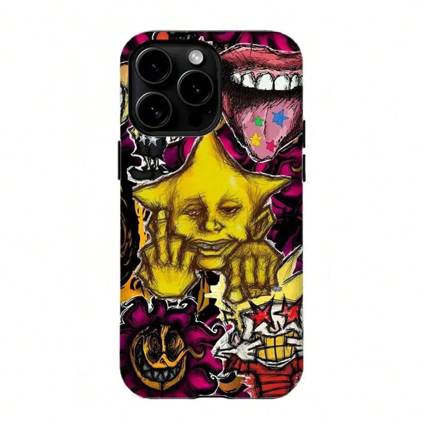 Bold Colorful Skull & Wave Art,Tough Phone Case,For 16 15 14 13 12 11 17Pro Max,For S25 S24 S23 S22 Ultra,Gifts For Fans, Phone Accessories 3d Phone Case Pink Phone Case 14 Plus Cases Funny Phone Case