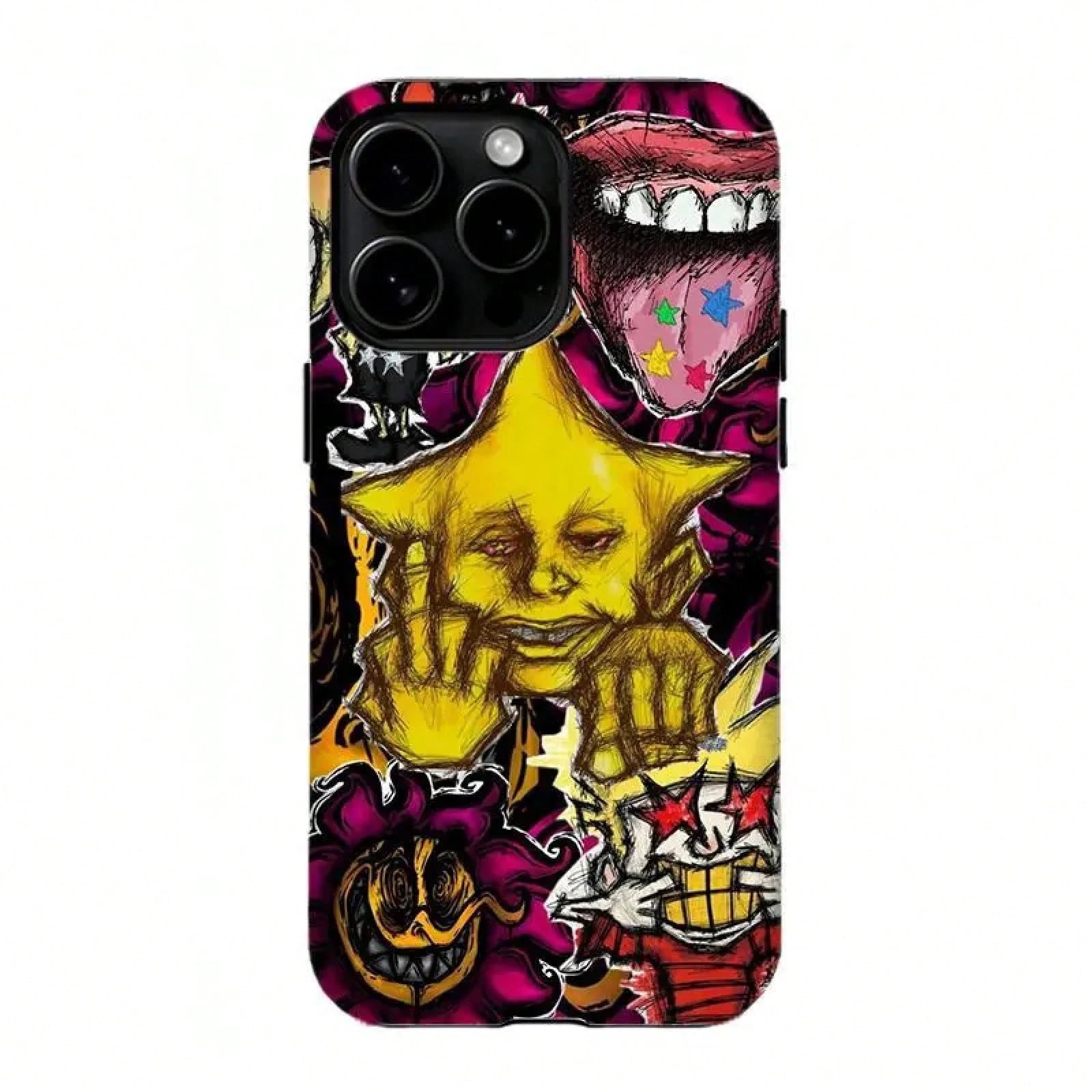 Bold Colorful Skull & Wave Art,Tough Phone Case,For 16 15 14 13 12 11 17Pro Max,For S25 S24 S23 S22 Ultra,Gifts For Fans, Phone Accessories 3d Phone Case Pink Phone Case 14 Plus Cases Funny Phone Case