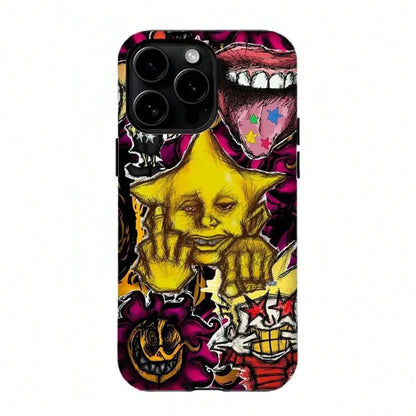 Bold Colorful Skull & Wave Art,Tough Phone Case,For 16 15 14 13 12 11 17Pro Max,For S25 S24 S23 S22 Ultra,Gifts For Fans, Phone Accessories 3d Phone Case Pink Phone Case 14 Plus Cases Funny Phone Case