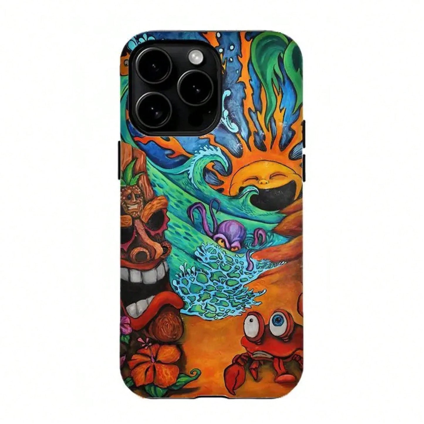 Bold Colorful Skull & Wave Art,Tough Phone Case,For 16 15 14 13 12 11 17Pro Max,For S25 S24 S23 S22 Ultra,Gifts For Fans, Phone Accessories 3d Phone Case Pink Phone Case 14 Plus Cases Funny Phone Case