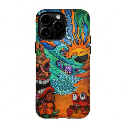 Bold Colorful Skull & Wave Art,Tough Phone Case,For 16 15 14 13 12 11 17Pro Max,For S25 S24 S23 S22 Ultra,Gifts For Fans, Phone Accessories 3d Phone Case Pink Phone Case 14 Plus Cases Funny Phone Case