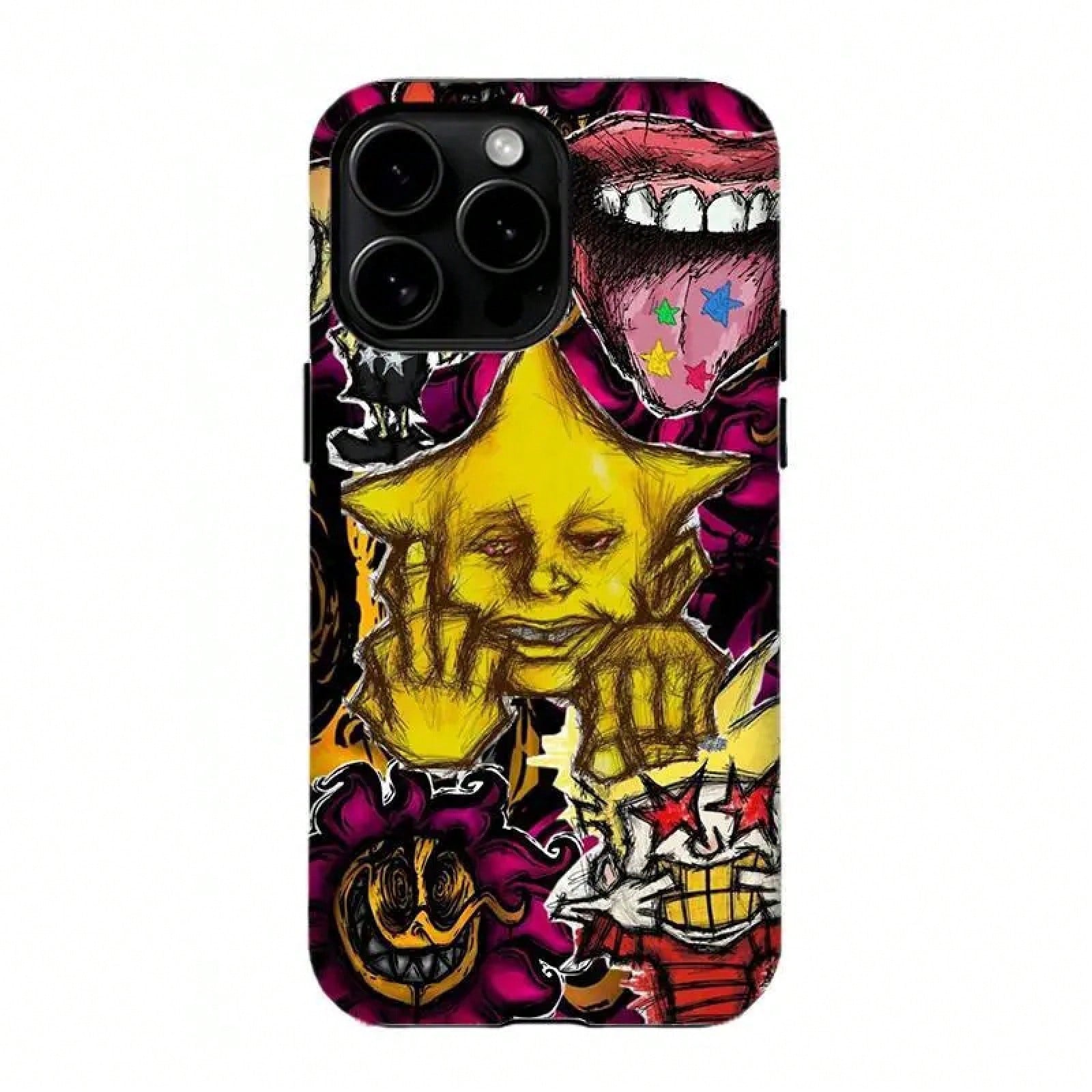 Bold Colorful Skull & Wave Art,Tough Phone Case,For 16 15 14 13 12 11 17Pro Max,For S25 S24 S23 S22 Ultra,Gifts For Fans, Phone Accessories 3d Phone Case Pink Phone Case 14 Plus Cases Funny Phone Case