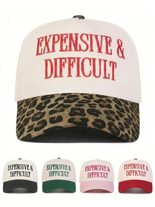 BONNY BOOM 1pc Women's "Expensive & Difficult" Embroidered Letter Trucker Hat, Casual Baseball Cap, Suitable For Spring/Autumn, Streetwear, Travel, Beach Vacation