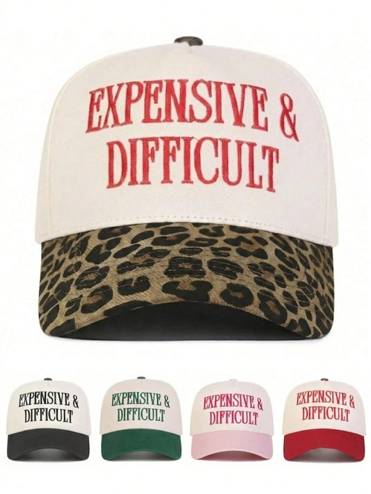 BONNY BOOM 1pc Women's "Expensive & Difficult" Embroidered Letter Trucker Hat, Casual Baseball Cap, Suitable For Spring/Autumn, Streetwear, Travel, Beach Vacation