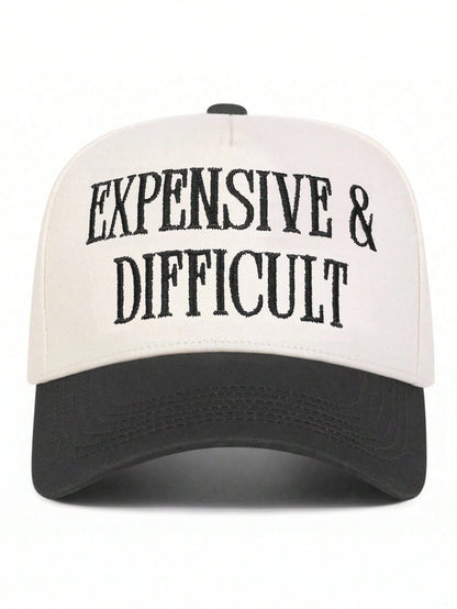 BONNY BOOM 1pc Women's "Expensive & Difficult" Embroidered Letter Trucker Hat, Casual Baseball Cap, Suitable For Spring/Autumn, Streetwear, Travel, Beach Vacation