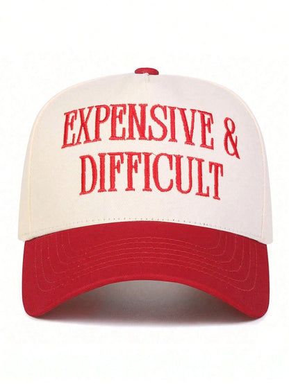 BONNY BOOM 1pc Women's "Expensive & Difficult" Embroidered Letter Trucker Hat, Casual Baseball Cap, Suitable For Spring/Autumn, Streetwear, Travel, Beach Vacation