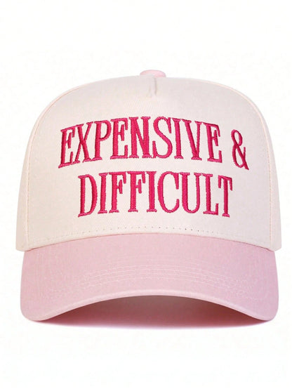 BONNY BOOM 1pc Women's "Expensive & Difficult" Embroidered Letter Trucker Hat, Casual Baseball Cap, Suitable For Spring/Autumn, Streetwear, Travel, Beach Vacation